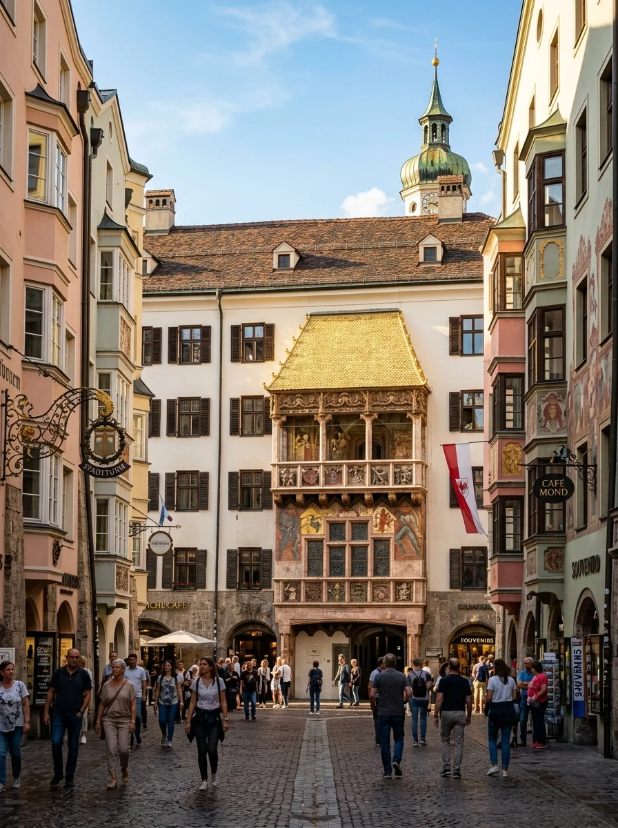 The Golden Roof (Goldenes Dachl) — gilded Gothic oriel window in Innsbruck's historic centre